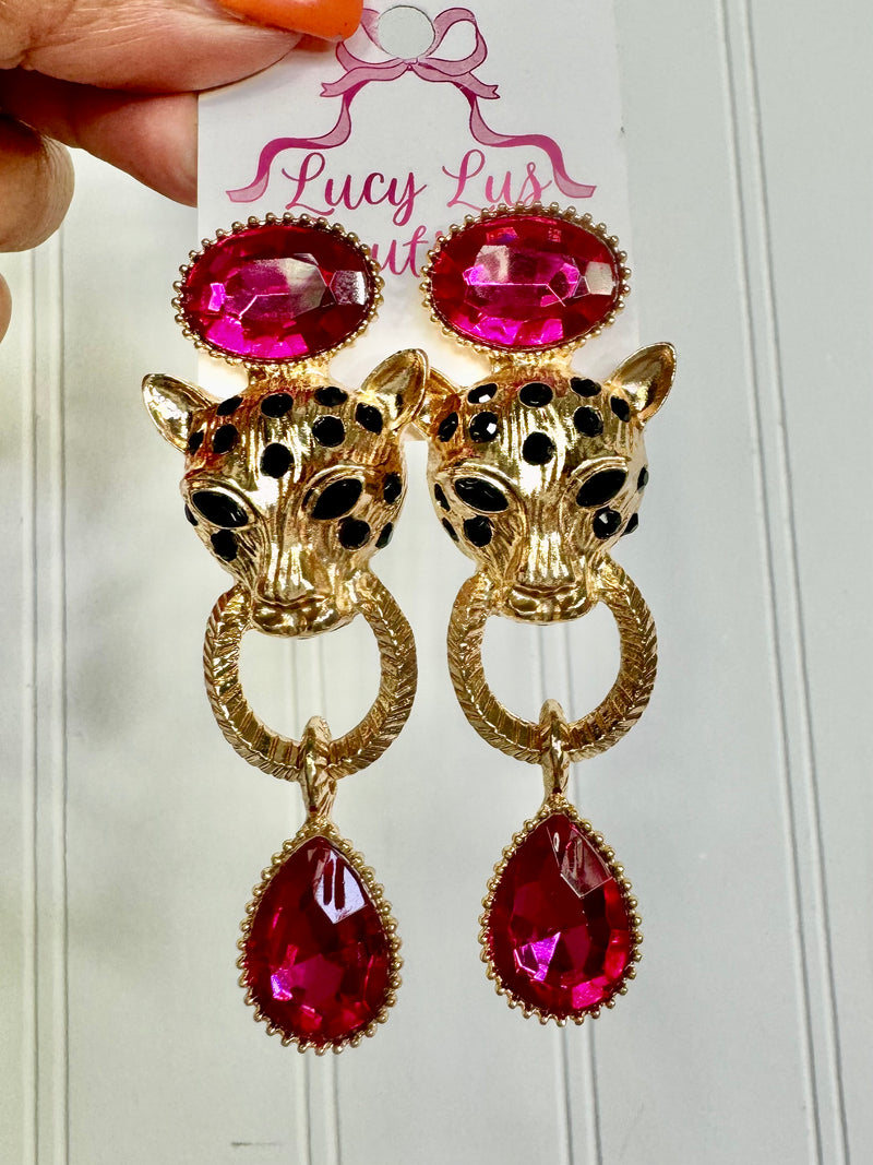 Blinging Leopard Door Knocker Earrings