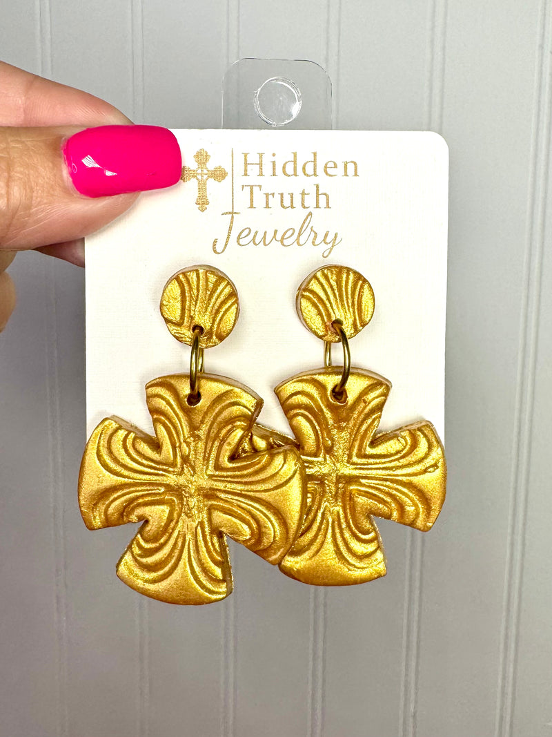 Hidden Truth- Gloria Cross Earrings