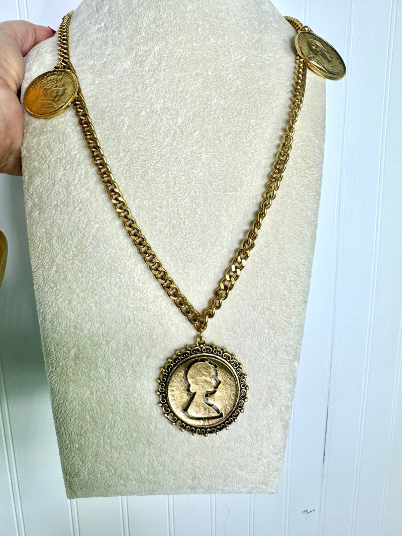 Yochi- Claudia Long Coin Necklace