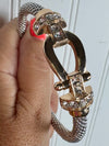 Day & Night Rope Bangle Bracelet- Silver/Gold Buckle