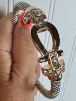 Day & Night Rope Bangle Bracelet- Silver/Gold Buckle