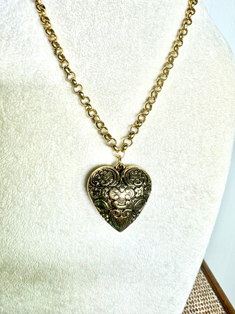 Yochi- Carved Heart Necklace