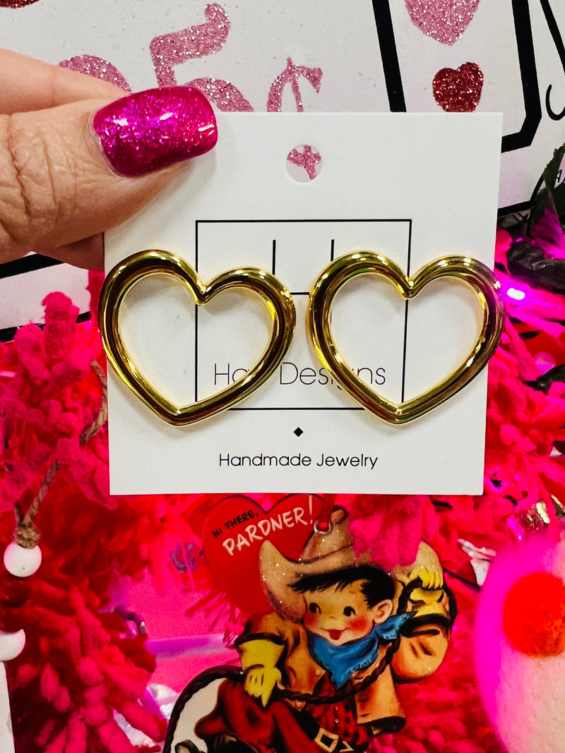 Statement Gold Heart Earrings