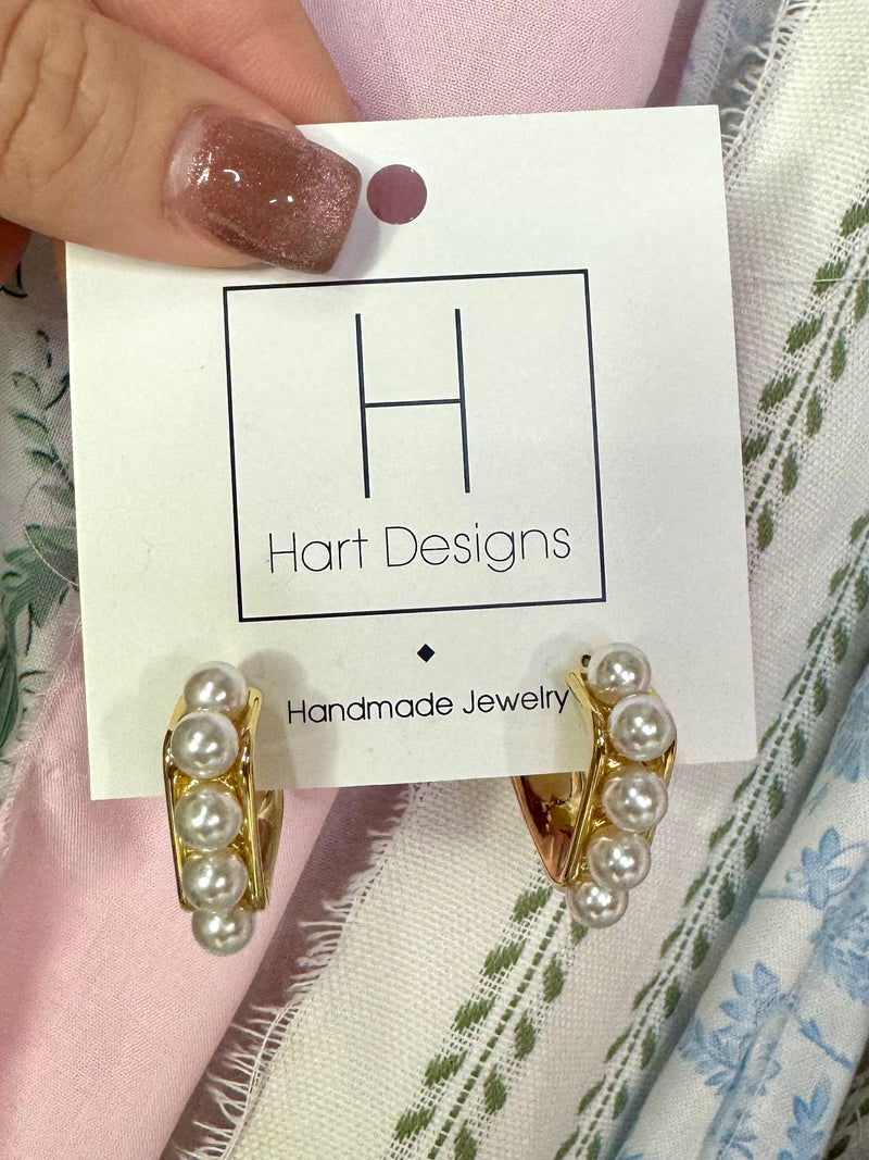 Hart Designs- Preppy Pearl Hoops