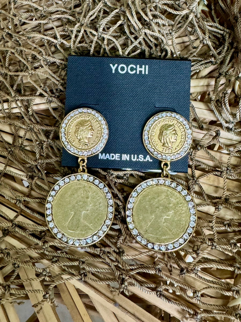 Yochi- Crown Me Queen Coin Earrings