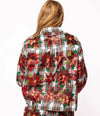 QOS- Plaid Poinsettia Button Up Top
