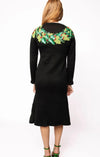 QOS- Black Knit Midi Dress With Red Bow & Wreath