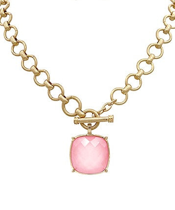 Summer Glimmer Necklace-  Pink