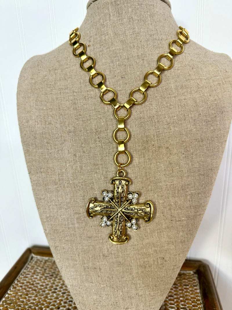 Yochi- Heavens Gates Cross Necklace