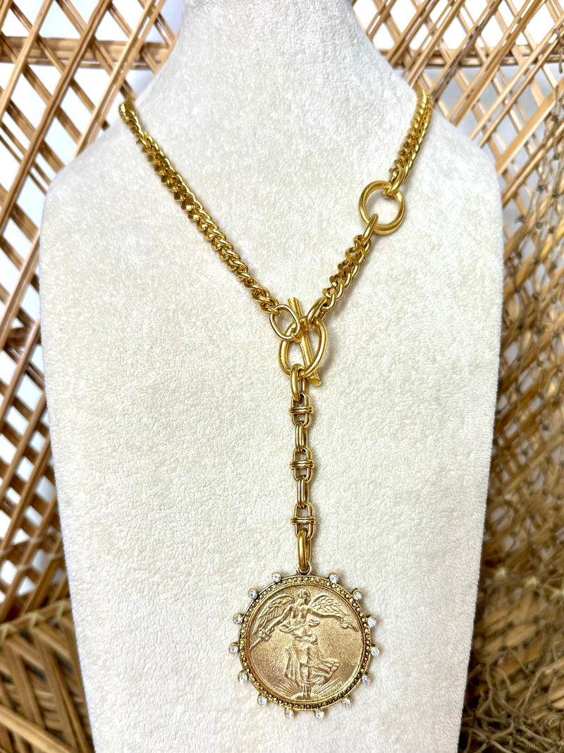 Yochi-  Angel Coin Toggle Necklace