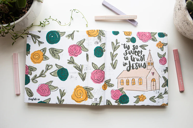 King Folk - ESV Journaling Study Bible - Church Floral Design - Cloth Over Board
