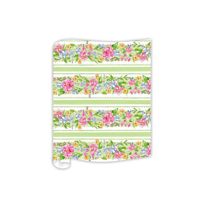 Rosanne Beck -Spring Flowers & Green Stripe Table Runner