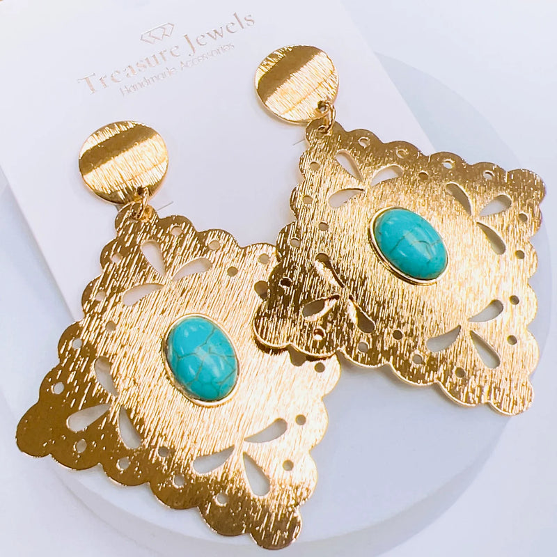 Rombo Turquoise Earrings- Treasure Jewels