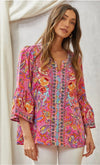 Pretty Paisley Embroidered Peasant Top