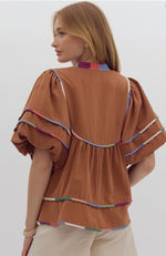 Caramel Colored Babydoll Top