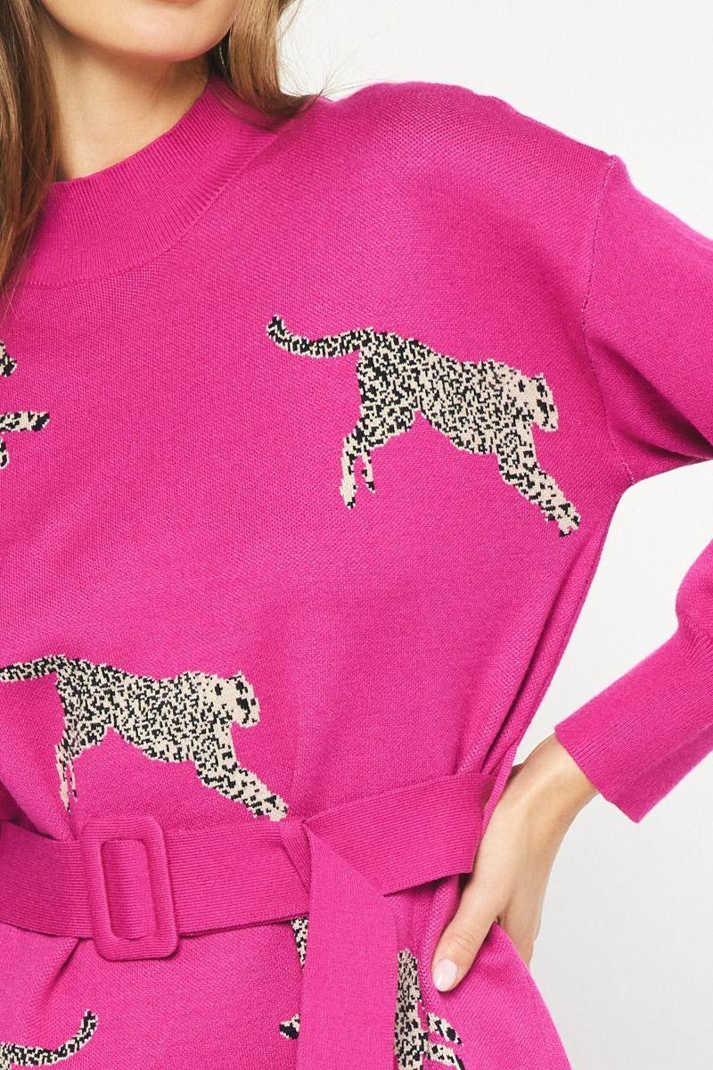 Show Me Love Leopard Dress- Pink