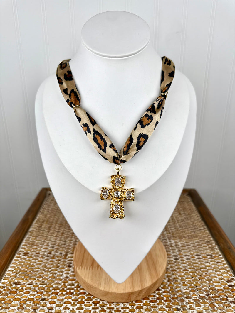 Hart Designs- Leopard Bling Scarf Necklace