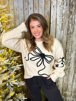 Pretty and Sweet Bow Sweater- Cream