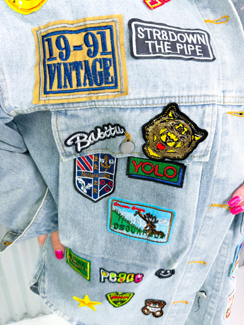 Vintage Rocker Patch Jacket- Denim