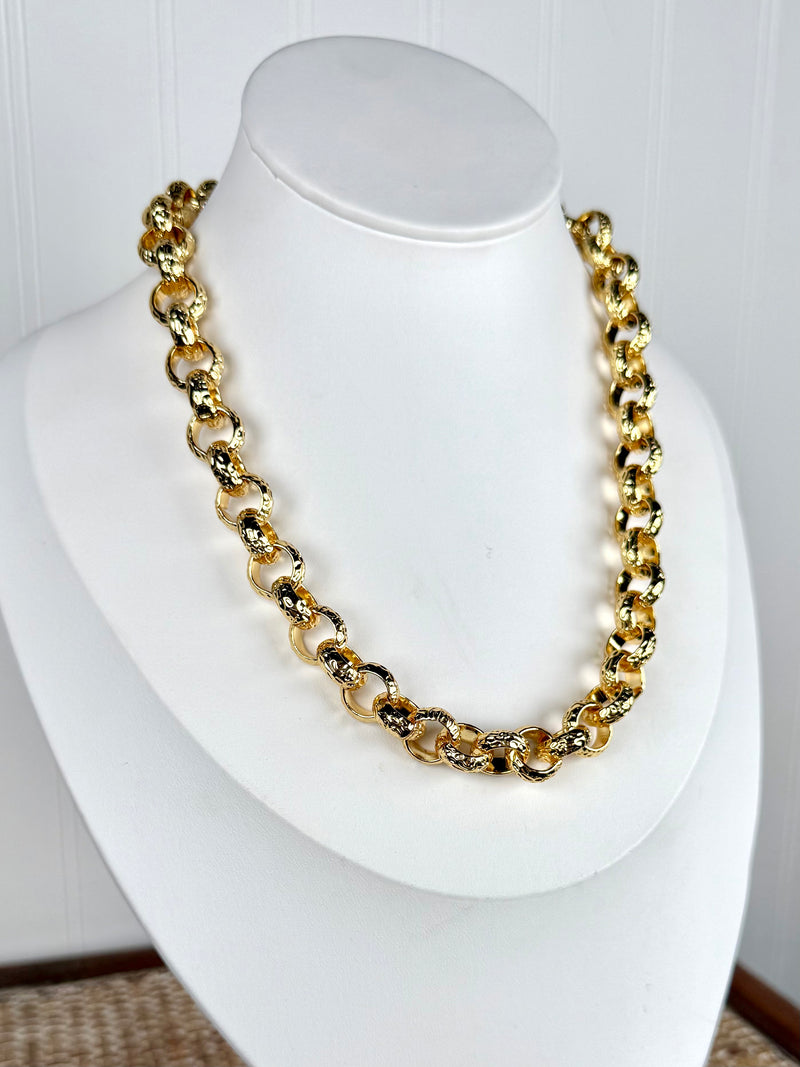 Krista Gold Hammered Necklace