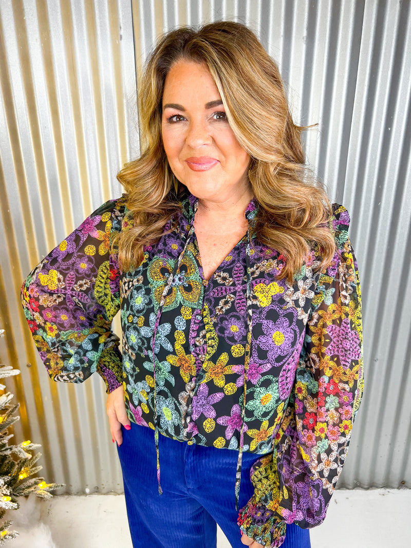 Multicolor floral print blouse. 