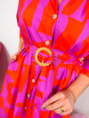 Karlie- Geometric Poplin Maxi Dress