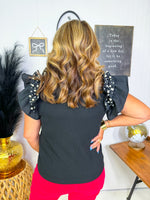 Pretty Pearls Top- Black