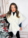 Faux Fur Keyhole Wrap- White