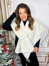 Faux Fur Keyhole Wrap- White