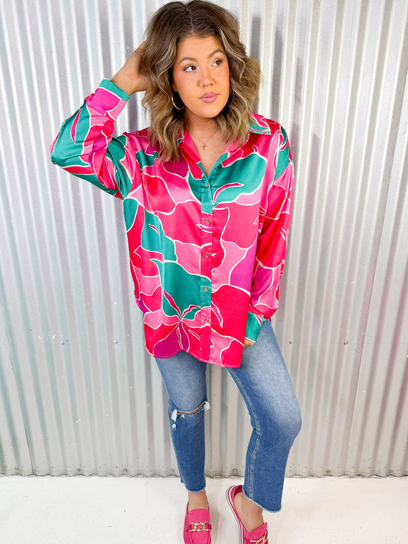 Lily Pad Button Down- Pink