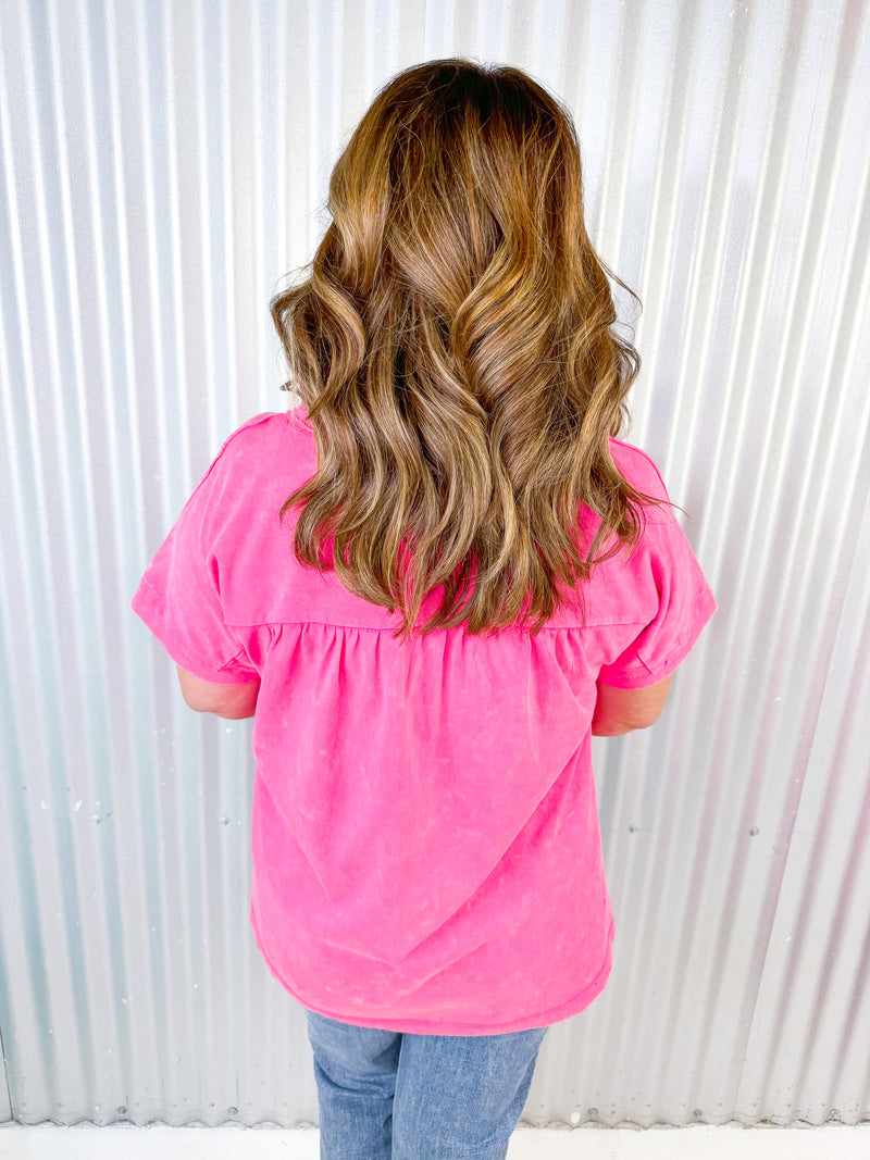 Calee Washed Tee - Pink
