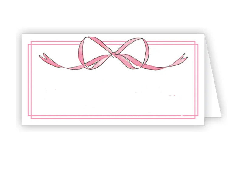 Rosanne Beck - Handpainted Pink Bow and Border Placecard