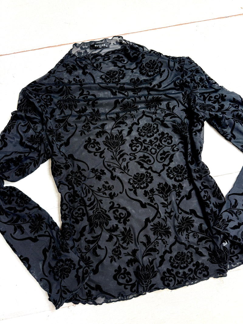 Midnight Velvet Mesh Top
