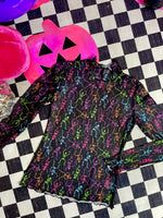 Spooky Skeleton Mesh Layering Top