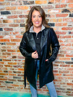 Serious Business Leather Coat- Black