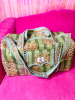 Talking Tigers Quilted Duffel Bag- Green