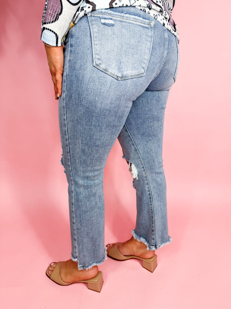 Risen- Salt and Sand High Rise Crop Jeans