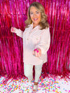 Mia Oversized Stripe Henley- Pink