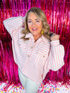 Mia Oversized Stripe Henley- Pink