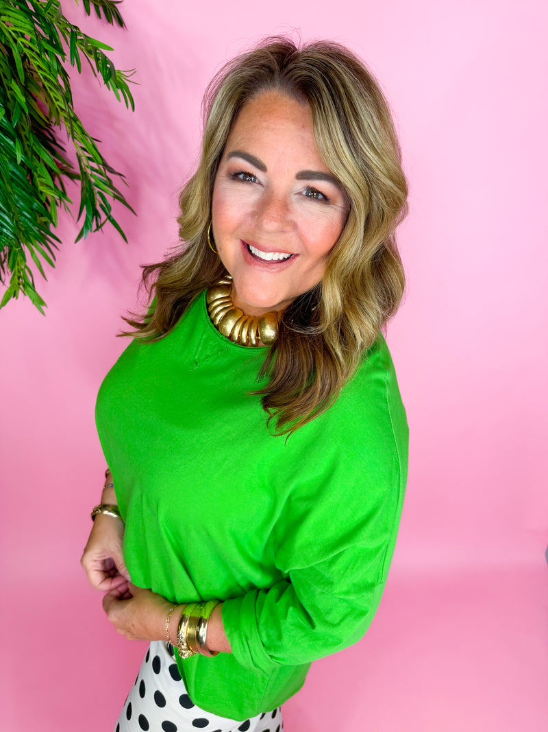 Breezy Babe Top- Grass Green