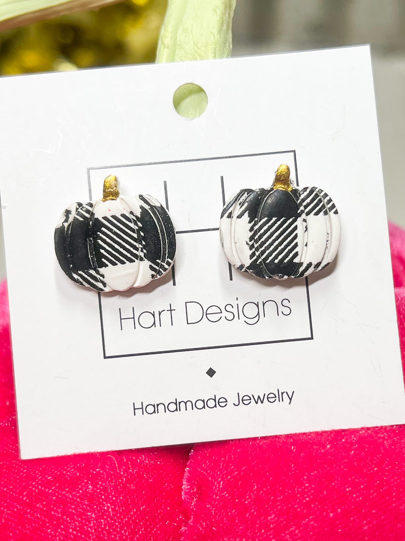Hart Designs Plaid Pumpkin Earrings