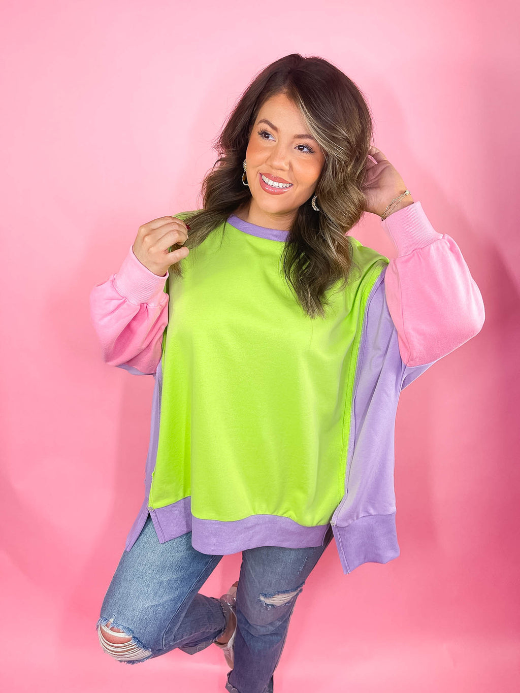 Living Lime Color Block Pullover