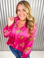 Leona Leopard Button Down- Berry