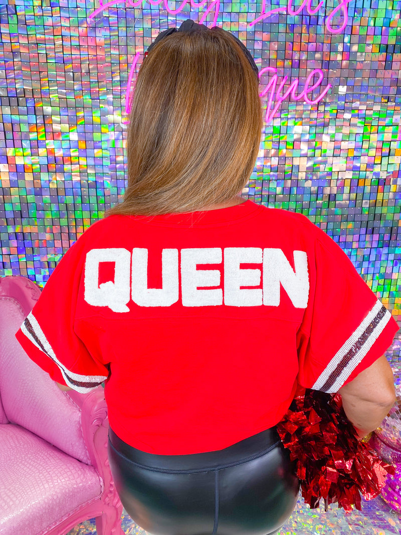 QOS Red & Black Jersey Bubble Top