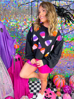 Sweet Candy Corn Sweatshirt- Black