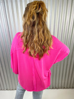 Layla Oversized Henley- Fuchsia