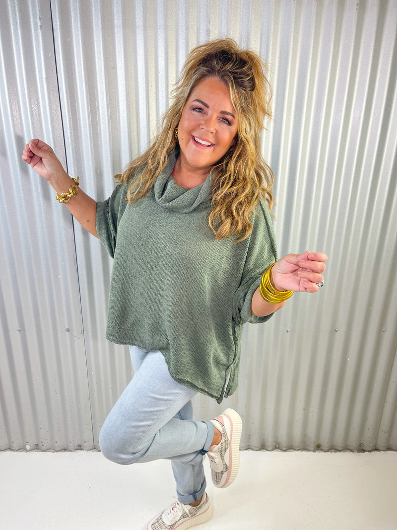 Olivine Cowl Neck Top
