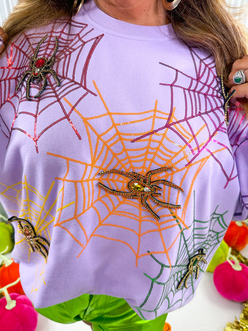 QOS Lavender Spider Web Sweatshirt