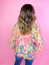 Wanderlust Bubble Sleeve Top- Pink Multi