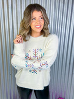 Sequin Snowflake Brushed Sweater